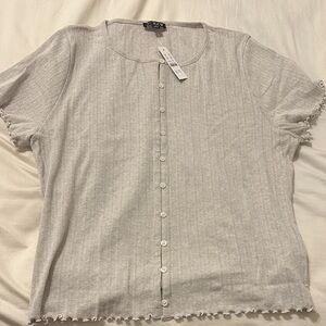 J. Crew Soft Gray Button-Up Blouse
